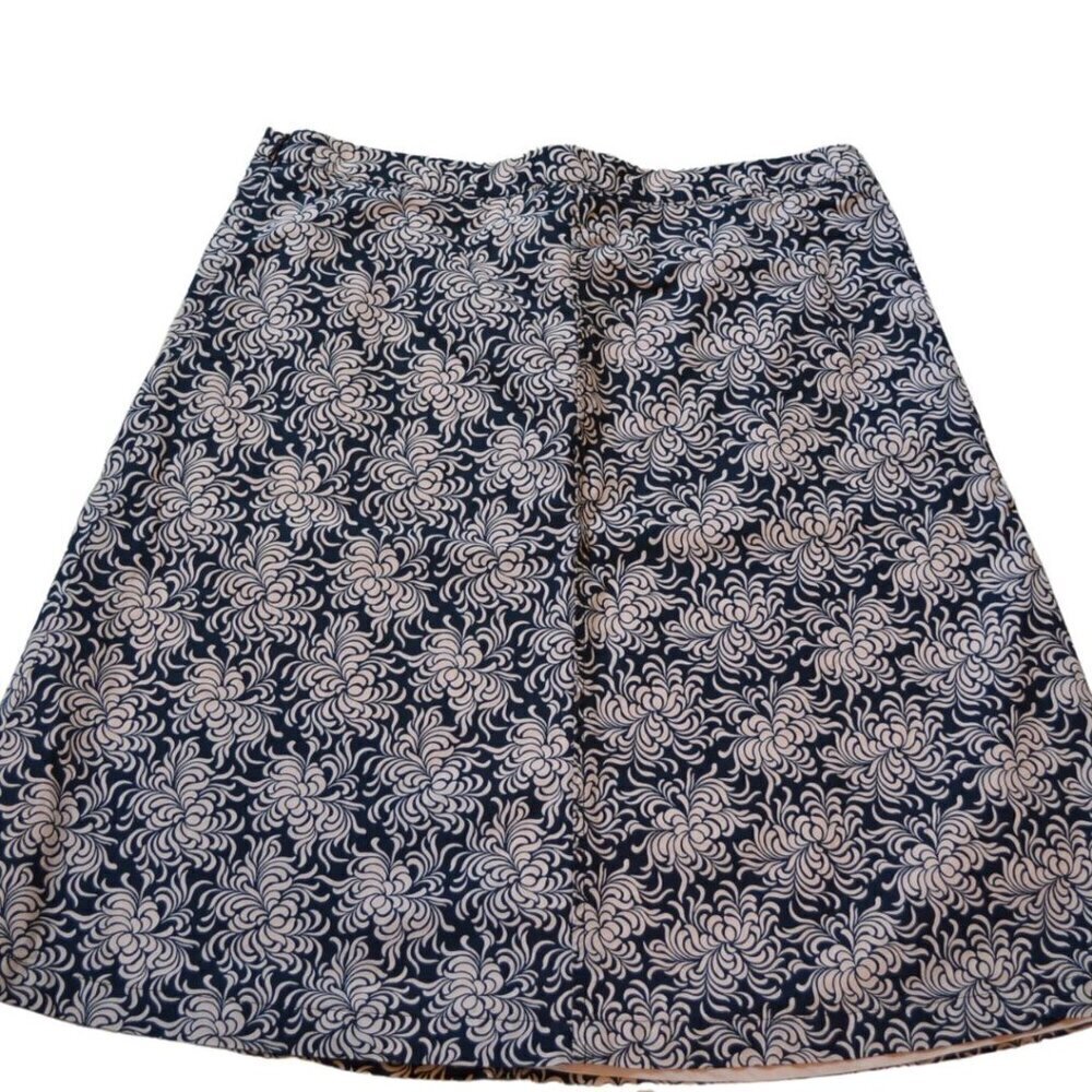 Gap Vintage Cotton Knee Length A Line Zip Side Dark Blue Pink Lined Skirt - Picture 6 of 7